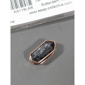 Keep Collective Mini Geo Bar Larvikite Rose Gold Tone Slide Charm NEW